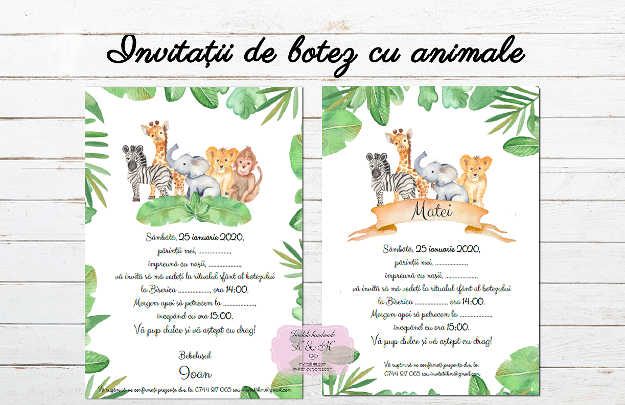 Invitatii de botez jungla